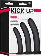 Excellent Power Kick Up Silicone Vaginal Training 3 Sizes Kit Black Pussy And Clit Toys